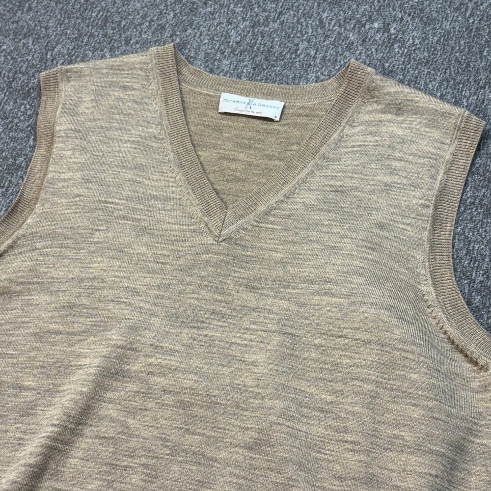 Fairway & Greene Mens V‎ Neck Merino Wool Sweater Vest Golf Outerwear L